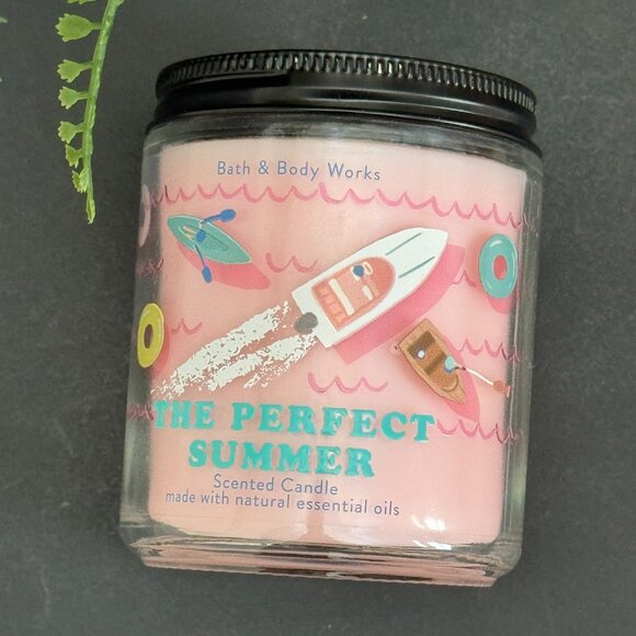 BBW The Perfect Summer Bath & Body Works Mason Jar Single Wick Candle - Picture 5 of 10